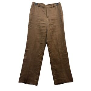 Lauren Ralph Lauren Women's Lined Brown Linen Wide Leg Dress Pants Size 6P